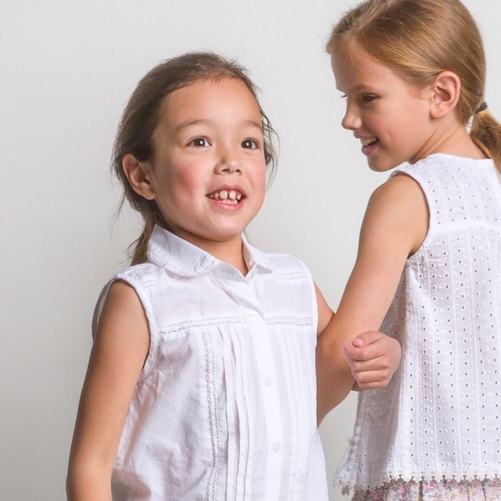 New 7/8 summer tie front cotton top in white from Beetworld